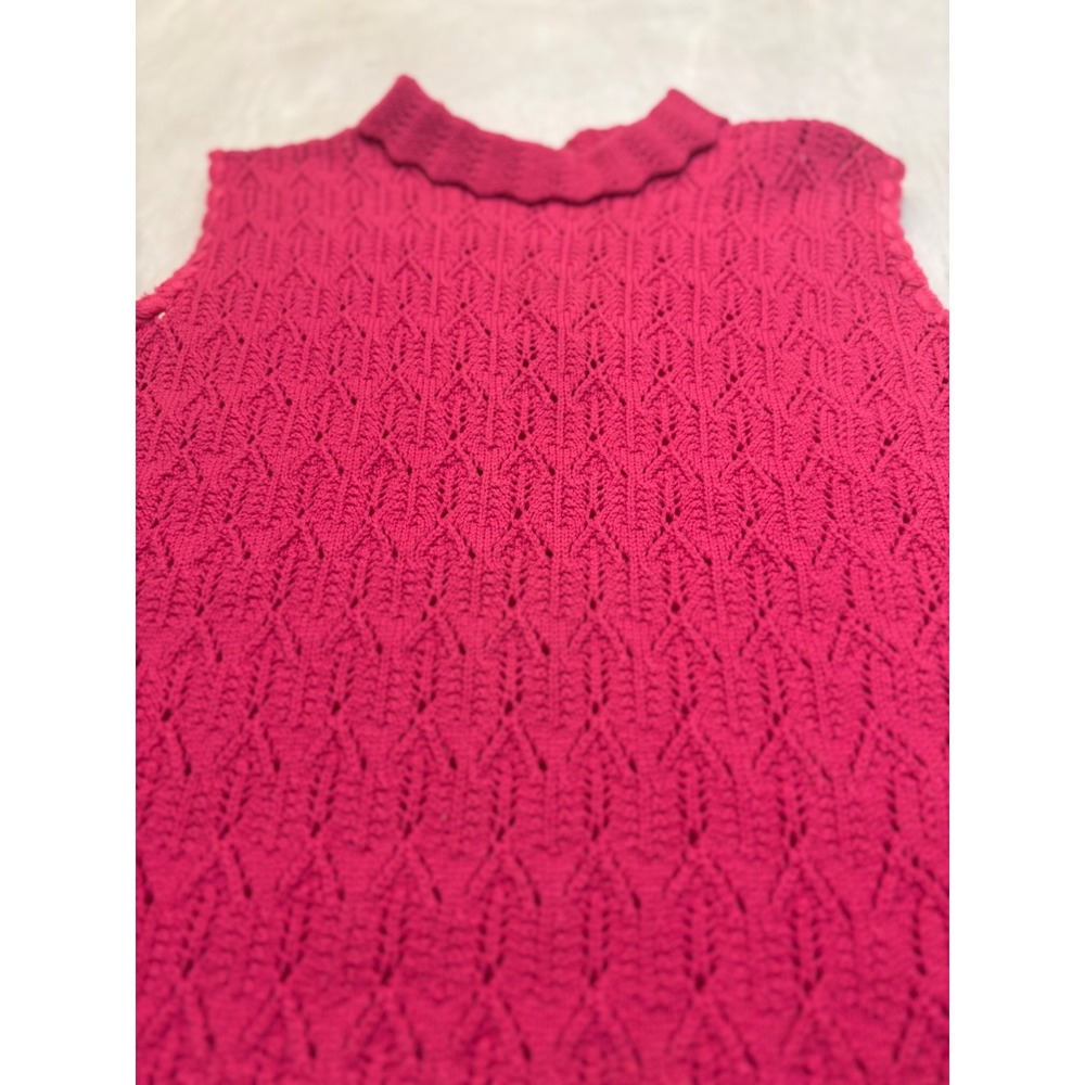 Miss Pernilla Vintage Knit Wool Mock Neck Sleeveless‎ Top Raspberry Size sm